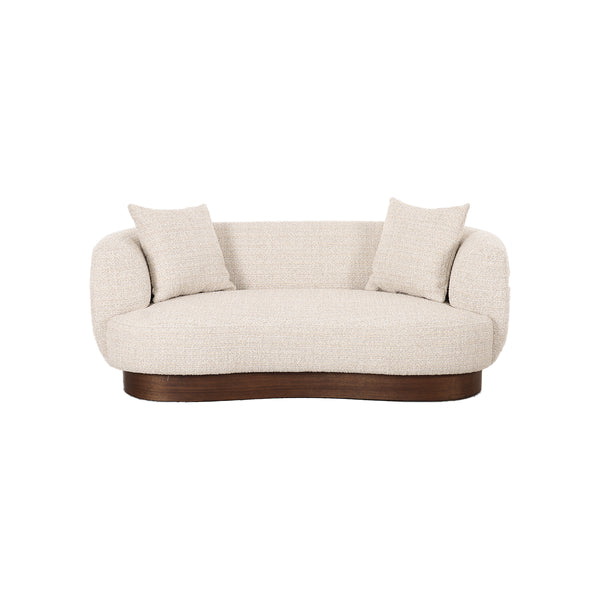 SOFA ESTACIONARIO DE DOS ASIENTOS EN TELA TEXTURIZADA CREMA