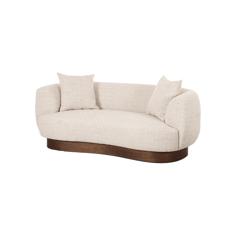SOFA ESTACIONARIO DE DOS ASIENTOS EN TELA TEXTURIZADA CREMA