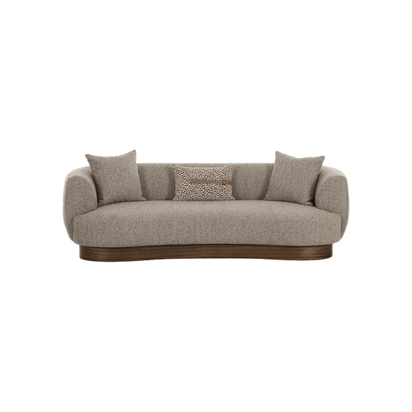 SOFA ESTACIONARIO DE TRES ASIENTOS EN TELA TEXTURIZADA MARRON