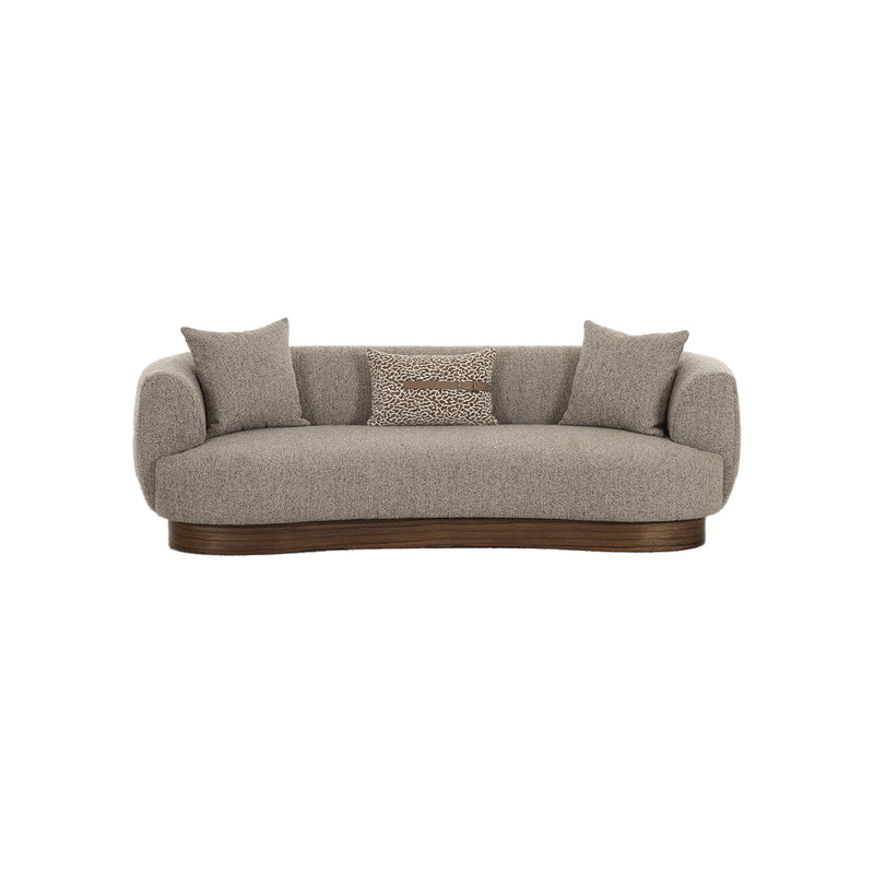 SOFA ESTACIONARIO DE TRES ASIENTOS EN TELA TEXTURIZADA MARRON