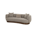 SOFA ESTACIONARIO DE TRES ASIENTOS EN TELA TEXTURIZADA MARRON