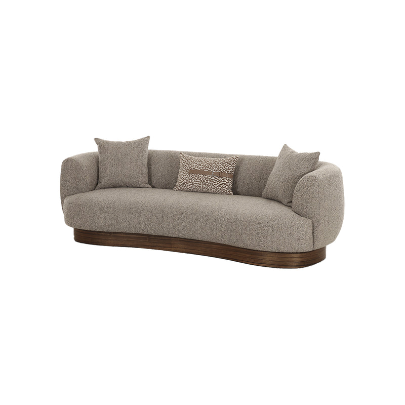SOFA ESTACIONARIO DE TRES ASIENTOS EN TELA TEXTURIZADA MARRON
