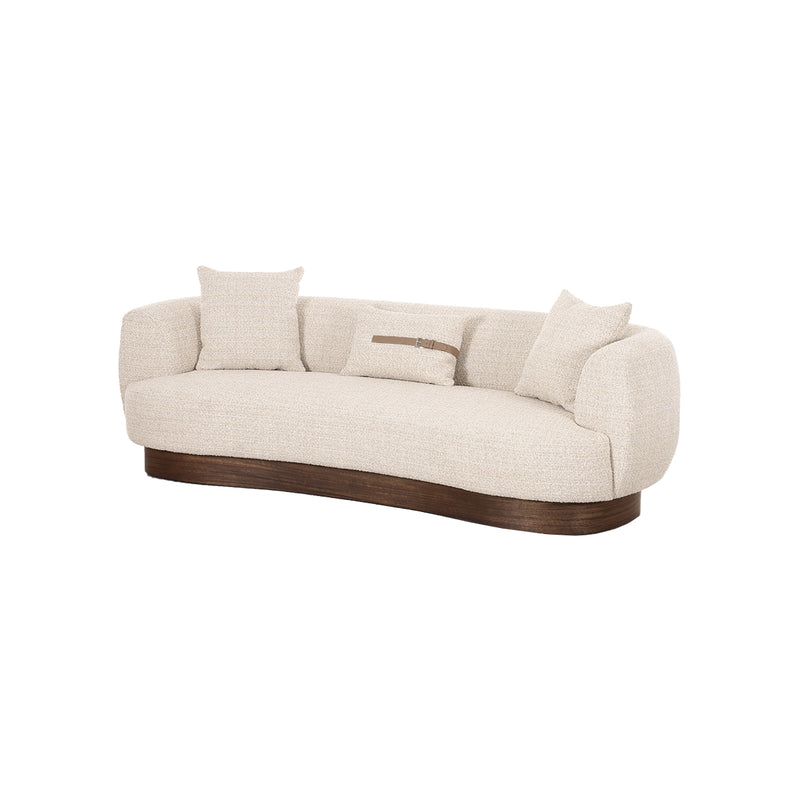 SOFA ESTACIONARIO DE TRES ASIENTOS EN TELA CREMA