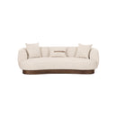 SOFA ESTACIONARIO DE TRES ASIENTOS EN TELA CREMA