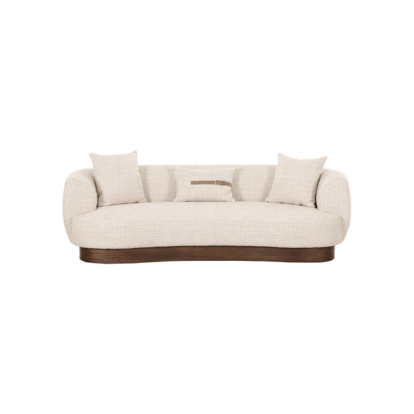 SOFA ESTACIONARIO DE TRES ASIENTOS EN TELA CREMA
