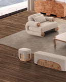 OTOMAN EN TELA TEXTURIZADA KAKI