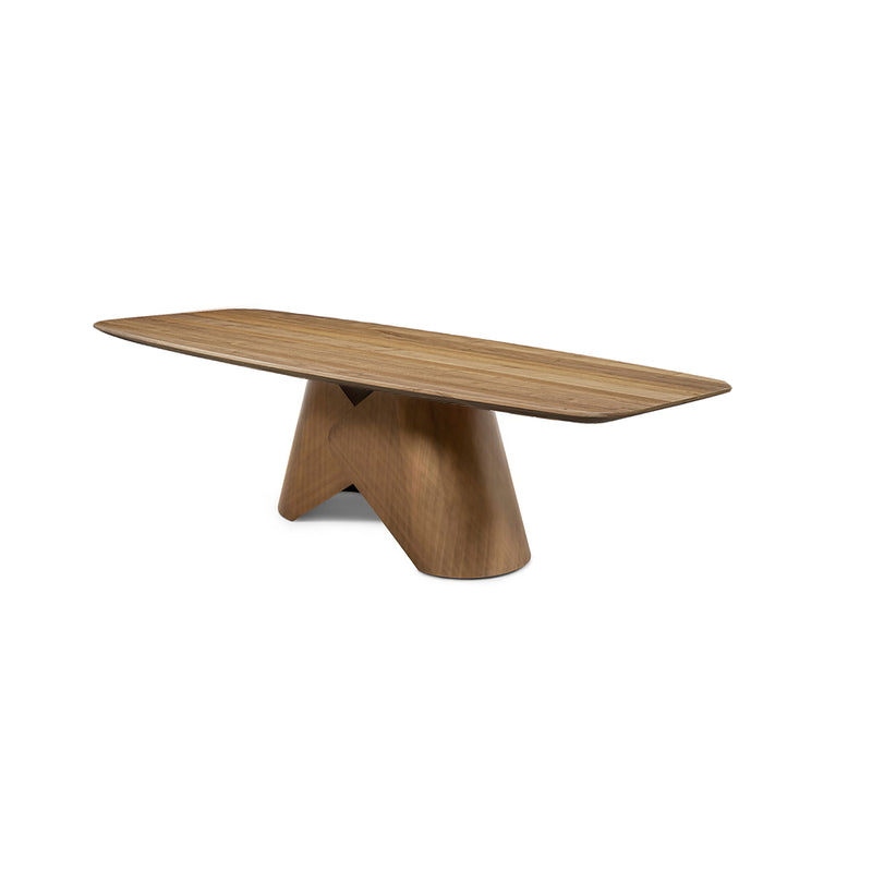 MESA DE COMEDOR CON TOPE ACABADO DE MADERA Y BASE EN METAL