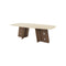 MESA DE COMEDOR CON TOPE DE MARMOL Y BASE CABADO DE MADERA