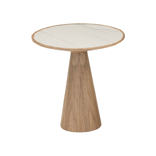 MESA DE CENTRO TOPE DE CERAMICA Y BASE ACABADO DE MADERA