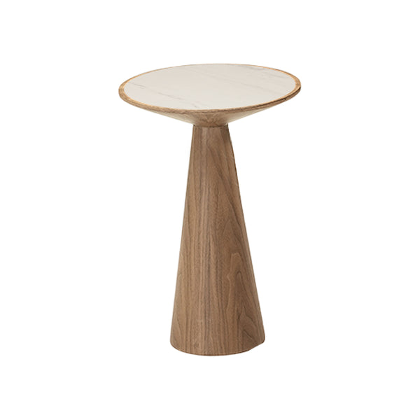 MESA DE CENTRO TOPE DE CERAMICA Y BASE ACABADO DE MADERA