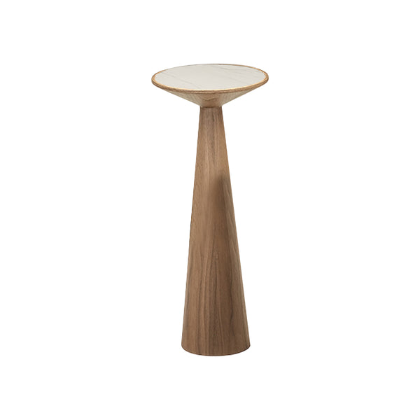 MESA DE CENTRO TOPE DE CERAMICA Y BASE ACABADO DE MADERA