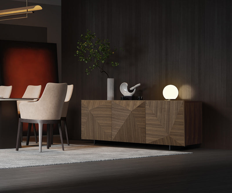 CREDENZA ACABADO DE MADERA Y PATAS DORADAS