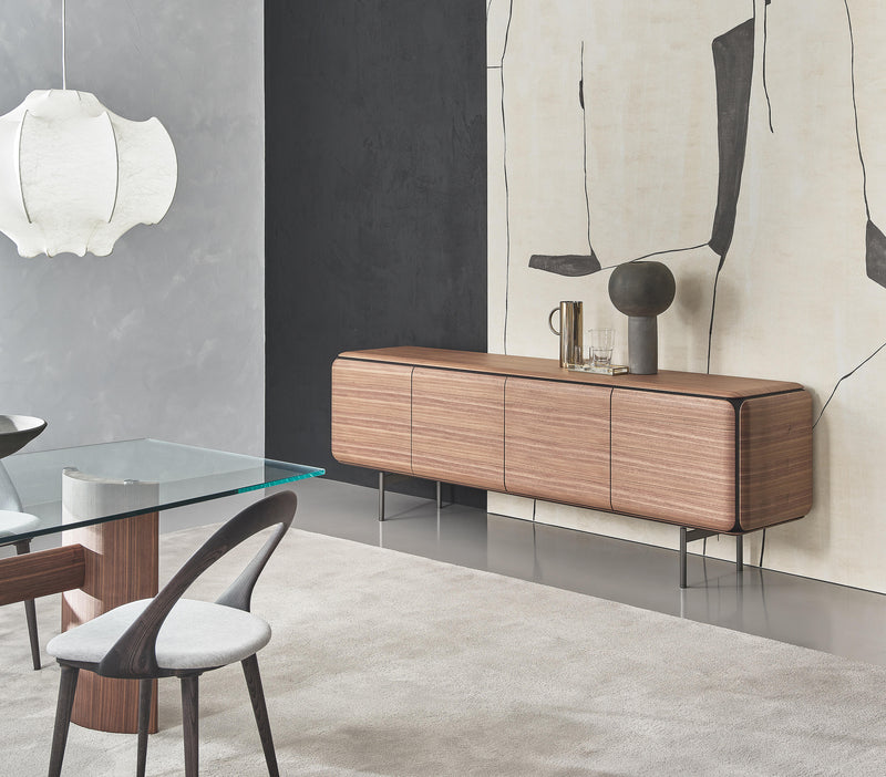 CREDENZA ACABADO DE MADERA Y PATAS GRISES