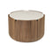 MESA LATERAL CON TOPE DE CERAMICA CON BASE ACABADO DE MADERA