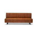SOFA ESTACIONARIO DE TRES ASIENTOS CON FRENTE PIEL CAMEL