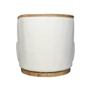 BUTACA GIRATORIA EN TELA BLANCA Y ACABADO DE MADERA NATURAL