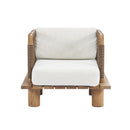 BUTACA ESTACIONARIA EN TELA BLANCA CUEDA NATURAL