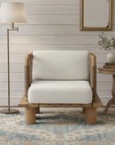 BUTACA ESTACIONARIA EN TELA BLANCA CUEDA NATURAL