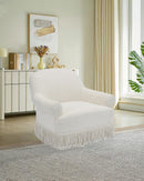 BUTACA GIRATORIA EN TELA TEXTURIZADA BLANCA CREMA