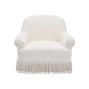 BUTACA GIRATORIA EN TELA TEXTURIZADA BLANCA CREMA