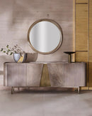 BUFETERA TOPE ESTILO MARMOL Y BASE ACABADO DE MADERA GRIS