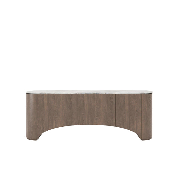 CREDENZA TOPE ESTILO MARMOL Y ACABADO DE MADERA CON PATAS DORADAS