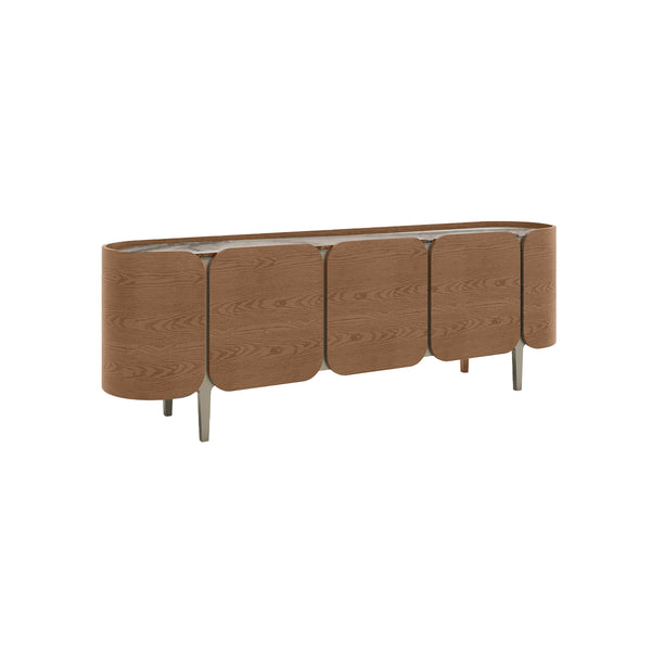 CREDENZA TOPE ESTILO MARMOL Y ACABADO DE MADERA CON PATAS DORADAS
