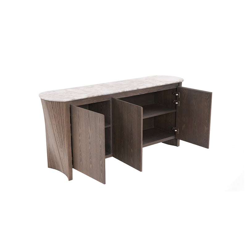 CREDENZA TOPE ESTILO MARMOL Y  ACABADO DE MADERA