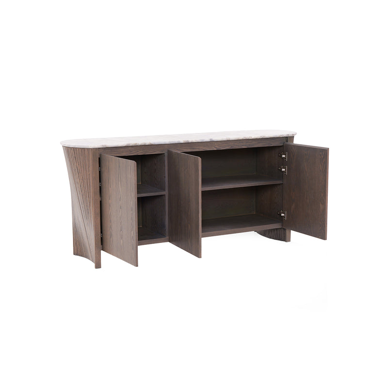 CREDENZA TOPE ESTILO MARMOL Y  ACABADO DE MADERA