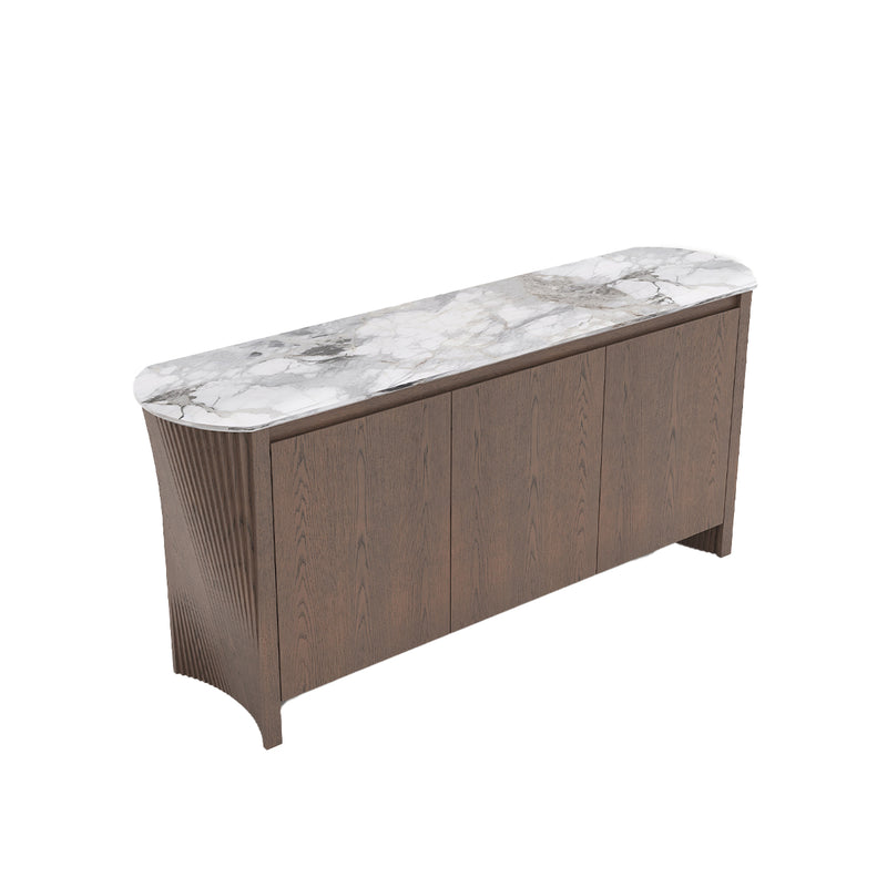 CREDENZA TOPE ESTILO MARMOL Y  ACABADO DE MADERA