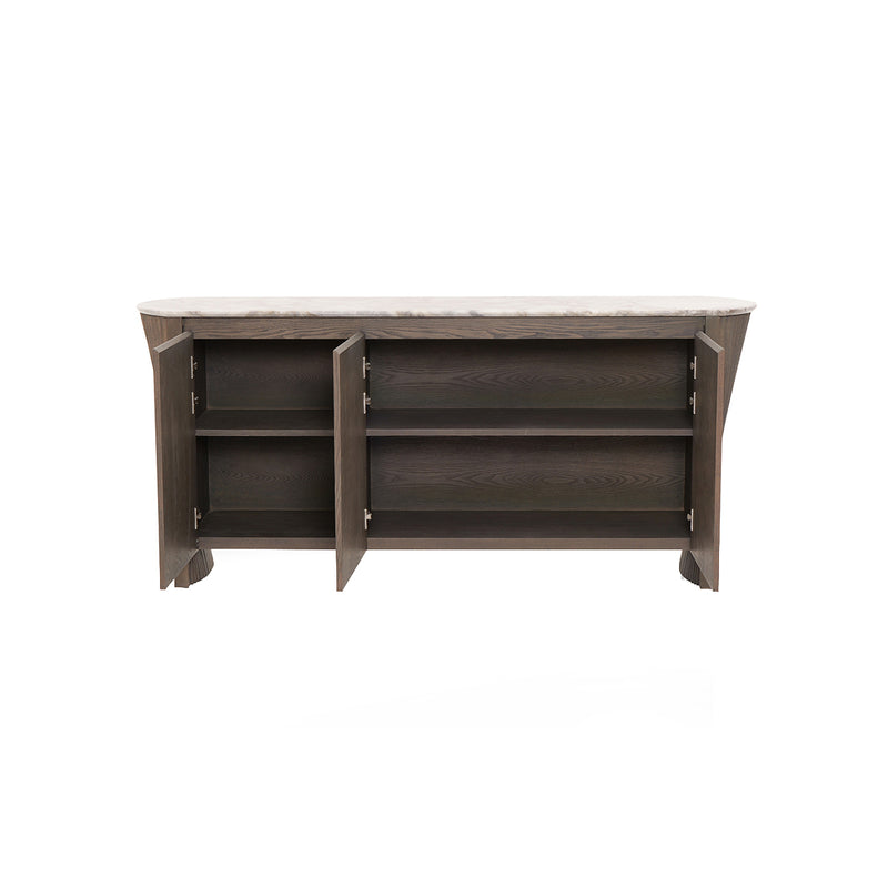 CREDENZA TOPE ESTILO MARMOL Y  ACABADO DE MADERA