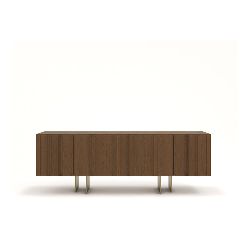 CREDENZA TOPE ACABADO DE MADERA Y PATAS DORADAS
