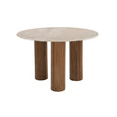 MESA DE COMEDOR CON TOPE DE MARMOL Y MADERA SOLIDA