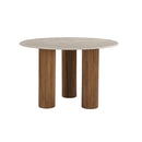 MESA DE COMEDOR CON TOPE DE MARMOL Y MADERA SOLIDA