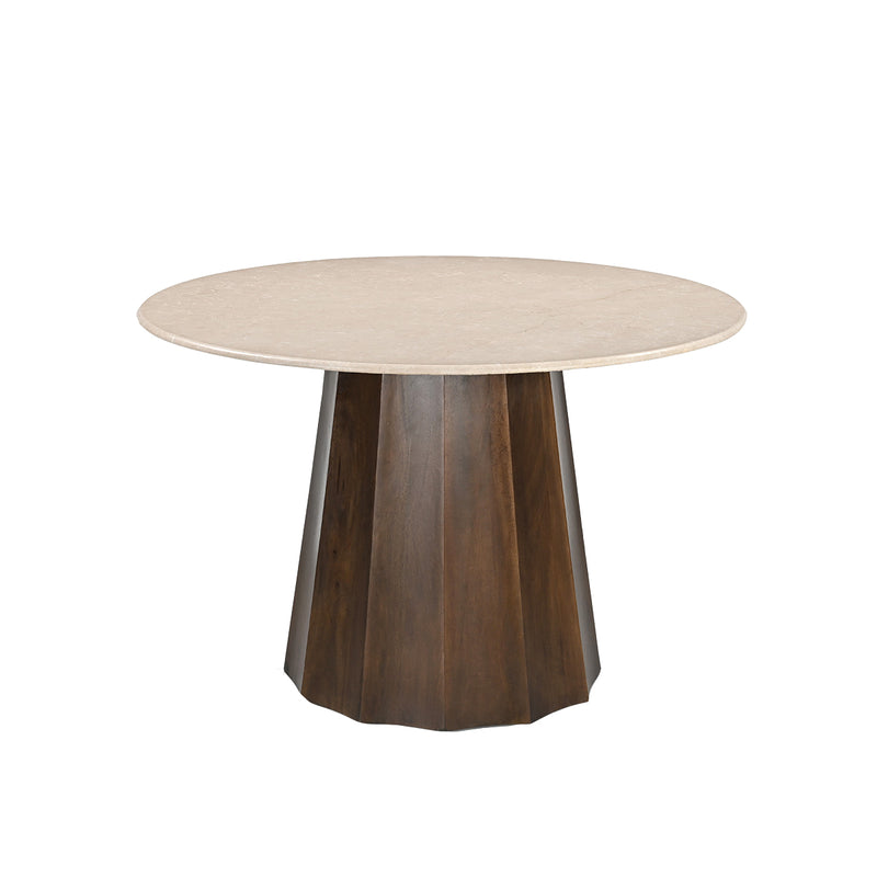 MESA DE COMEDOR CON TOPE DE MÁRMOL Y BASE DE MADERA