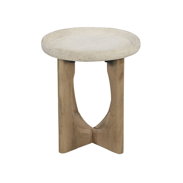 MESA DE CENTRO CON TOPE DE MARMOL Y BASE ACABADO DE MADERA