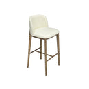 TABURETE EN TELA BLANCA Y PATAS ACABADO DE MADERA