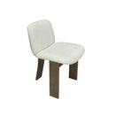 SILLA DE COMEDOR EN TELA BEIGE Y PATAS ACABADO DE MADERA
