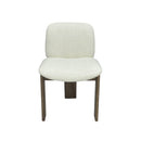 SILLA DE COMEDOR EN TELA BEIGE Y PATAS ACABADO DE MADERA