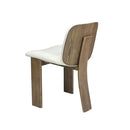 SILLA DE COMEDOR EN TELA BEIGE Y PATAS ACABADO DE MADERA
