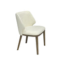 SILLA DE COMEDOR EN TELA BLANCA Y PATAS ACABADO DE MADERA