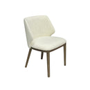 SILLA DE COMEDOR EN TELA BLANCA Y PATAS ACABADO DE MADERA