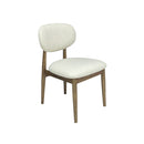 SILLA DE COMEDOR EN TELA BLANCA Y PATAS ACABADO DE MADERA
