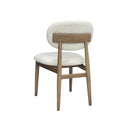 SILLA DE COMEDOR EN TELA BLANCA Y PATAS ACABADO DE MADERA