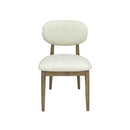 SILLA DE COMEDOR EN TELA BLANCA Y PATAS ACABADO DE MADERA