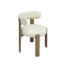 SILLA DE COMEDOR ACABADO DE MADERA Y TELA BEIGE