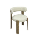 SILLA DE COMEDOR ACABADO DE MADERA Y TELA BEIGE