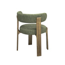 SILLA DE COMEDOR ACABADO DE MADERA Y TELA VERDE
