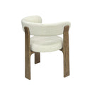 SILLA DE COMEDOR EN TELA BLANCA Y PATAS ACABADO DE MADERA