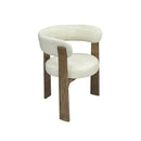 SILLA DE COMEDOR EN TELA BLANCA Y PATAS ACABADO DE MADERA